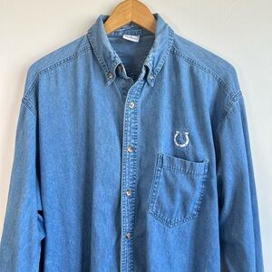 VTG Colts Blue Denim Button Down Shirt